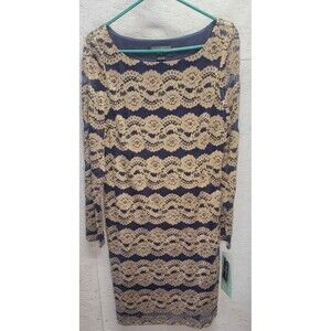 NWT Jessica Howard‎ Lace Shift Dress Women’s Size 16 Blue Event Party Cocktail